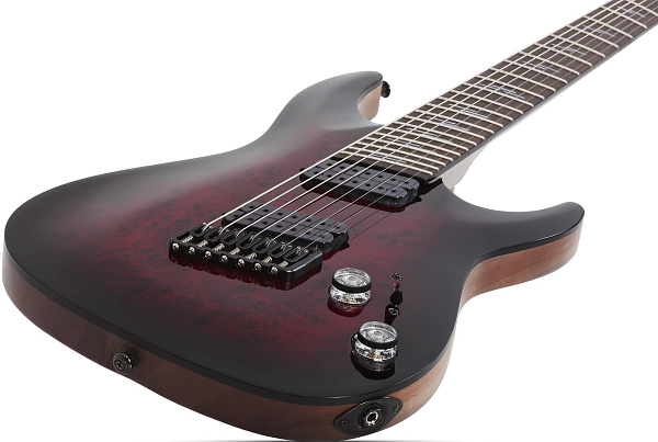 Электрогитара SCHECTER [OMEN ELITE-7 MS  BCHB] электрогитара 7-струнная, мультимензур, корпус: красное дерево, топ: кап, гриф: клен, накладка: палисандр, 24 лада, цвет: Black Cherry Burst (BCHB)