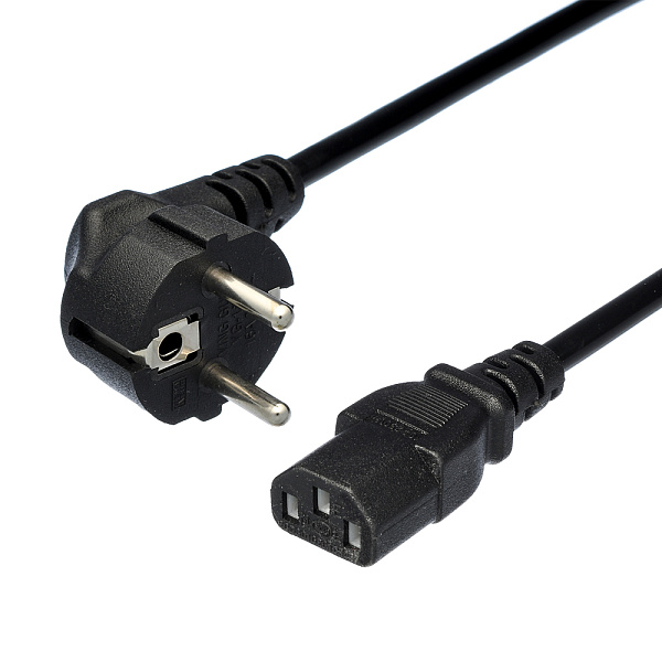 00-00024054 Кабель питания евровилка CEE 7/7-C13 (f) 1.8м ПВХ, 0.75мм, черный, GoPower
