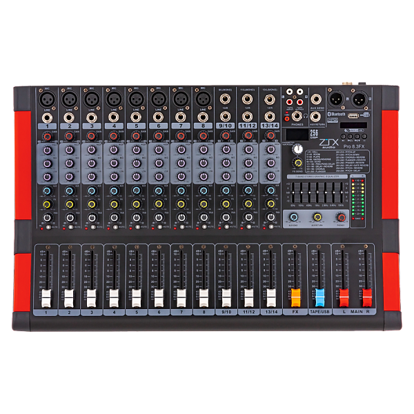 ZTX audio Pro 8.3Fx - Микшерный пульт 8mono, 3stereo канала с MP3/SD/DSP/BT/USB