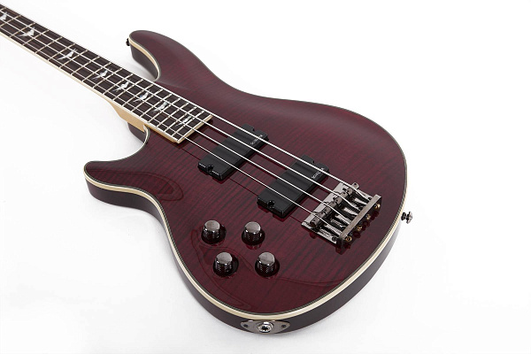 Бас-гитара SCHECTER [OMEN EXTREME-4 LH BCH] леворукая 4-струнная бас-гитара, корпус: красное дерево, топ: огненный клен, гриф: клен, накладка: палисандр, 24 лада, цвет: Black Cherry (BCH)