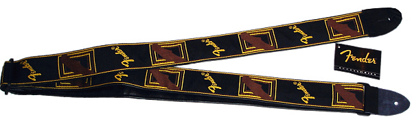 Fender 2` MONOGRAMMED BLACK STRAP ремень для гитары черный