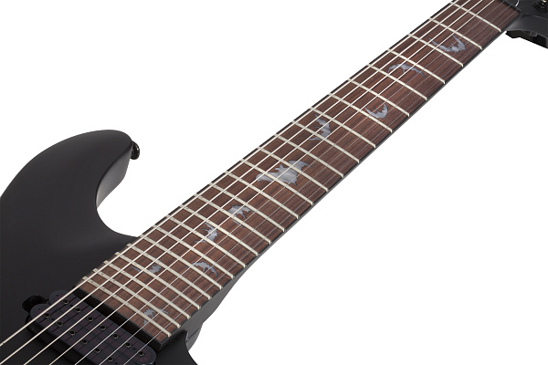 Электрогитара SCHECTER [DAMIEN-7 SBK] электрогитара 7-струнная, корпус: красное дерево, гриф: клен, накладка: палисандр, 24 лада, цвет: Satin Black (SBK)